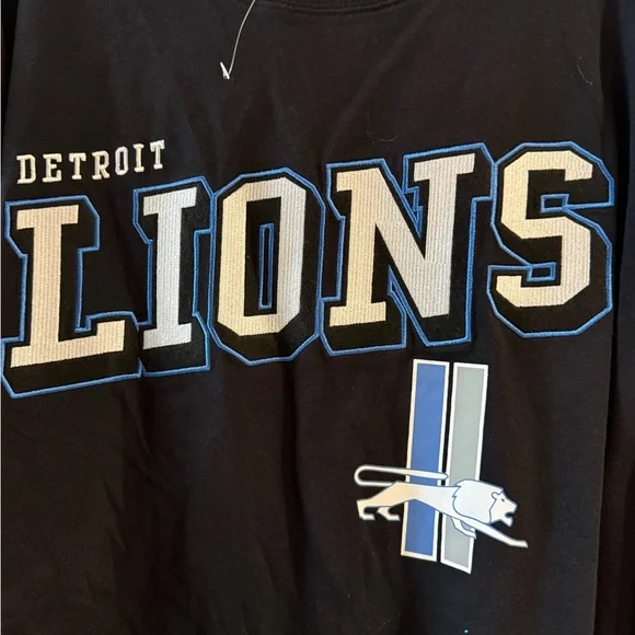 Mitchell & Ness Detroit Lions Black and Blue Hoodie